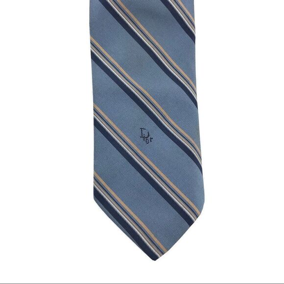 Christian Dior Light Blue Striped Necktie - Picture 3 of 5